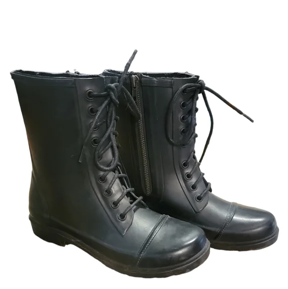 Steve Madden Rubber Combat Boots - Picture 1 of 7